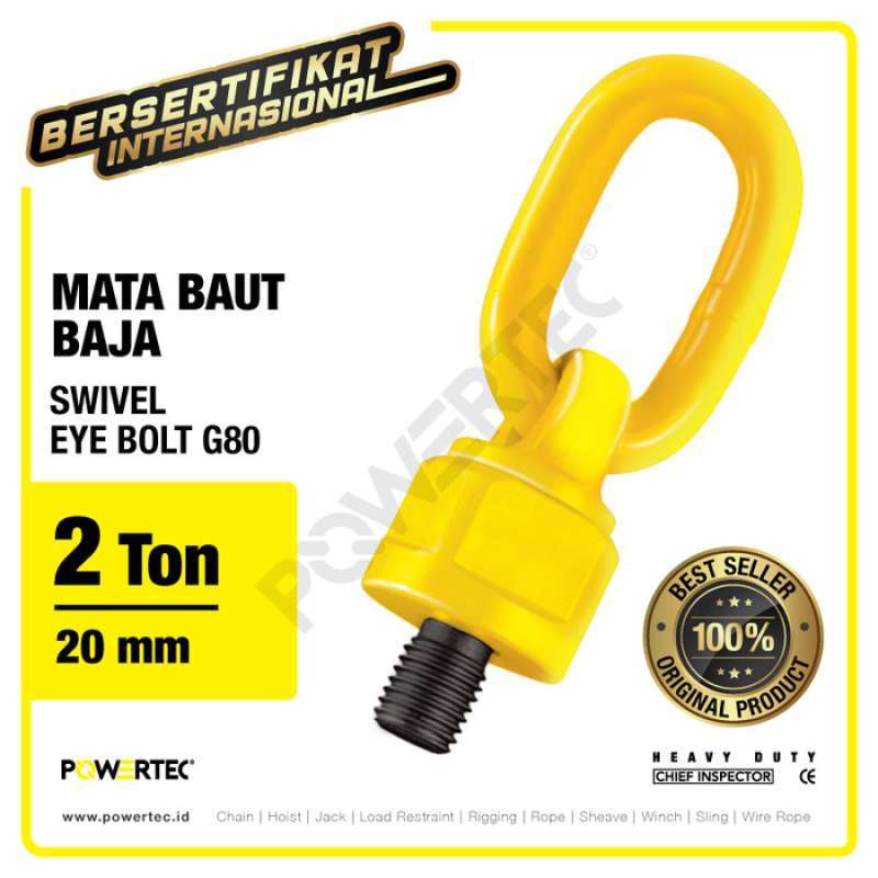 Jual Swivel Eye Bolt Mata Baut M20 2 Ton POWERTEC di Seller
