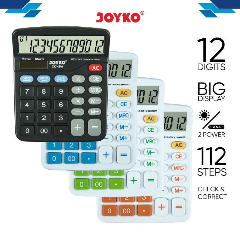 Jual Joyko Calculator Kalkulator Cc-8 12 Digits Check & Correct Di ...