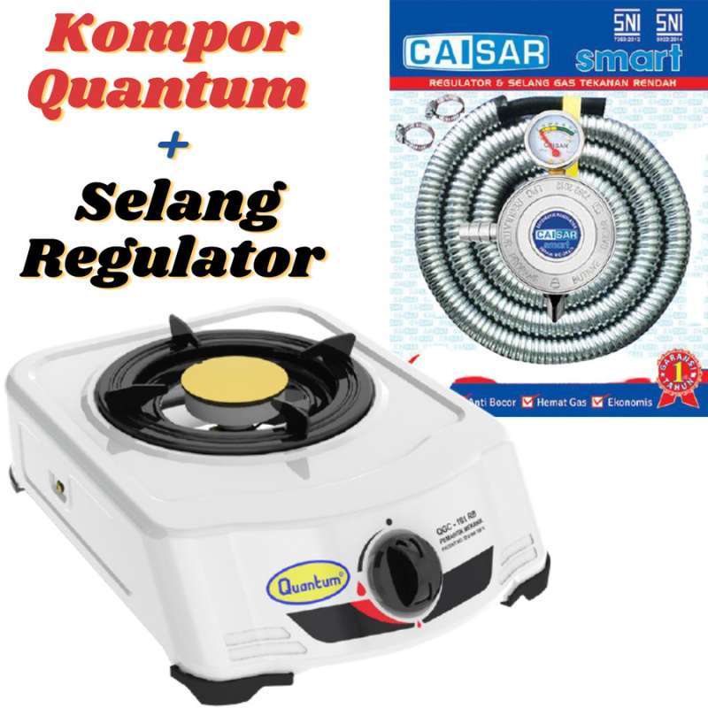 Jual KOMPOR GAS QUANTUM QGC101RB PAKET REGULATOR SELANG KOMPOR GAS