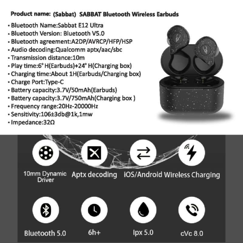 Jual True Wireless Earbuds TWS Sabbat E12 Ultra aPTX Support Snow
