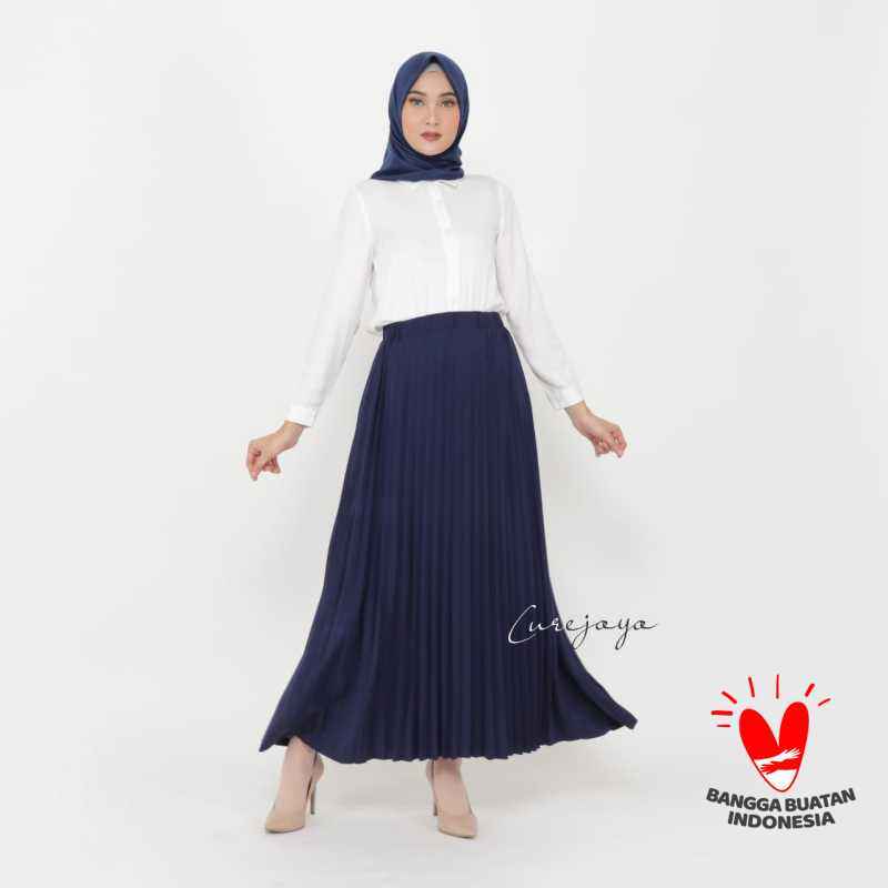 Jual iwearlure Rok Plisket Premium Wanita Umbrella Semua Ukuran Biru