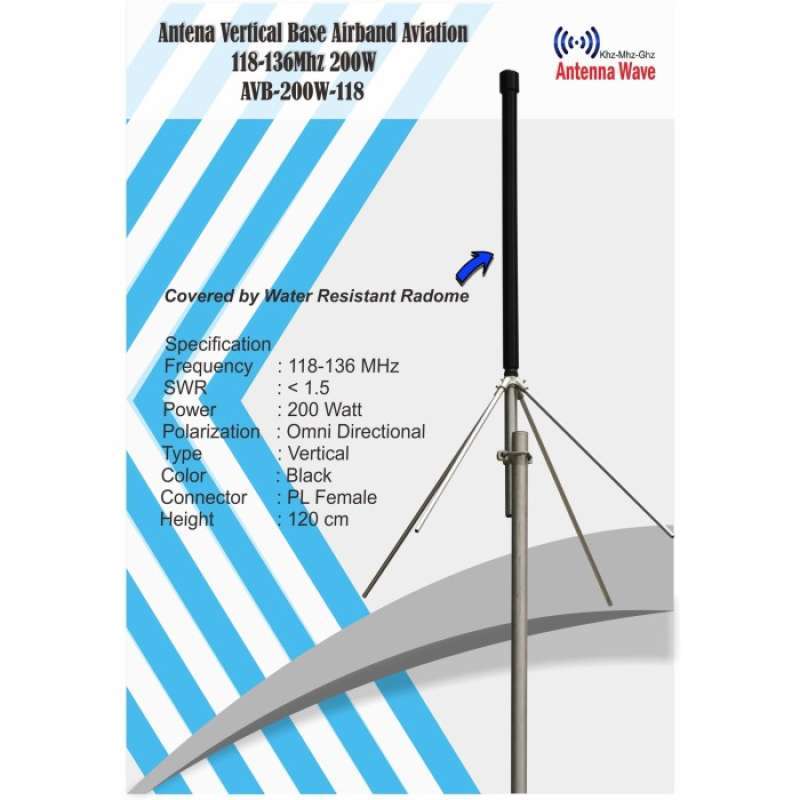 Jual Antena Vertical Base Airband Aviation 118136Mhz 200W Antenna