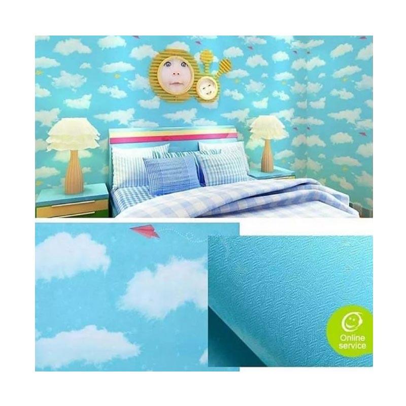 Promo Wallpaper Bagus Premium PVC Motif Nature Sticker Dinding Biru