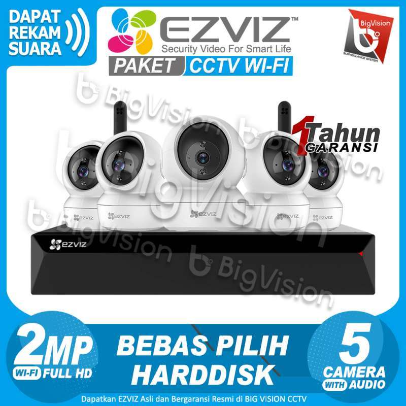 Jual PAKET IP CAMERA CCTV WIFI WIRELESS PTZ EZVIZ 8 CHANNEL 5 CAMERA