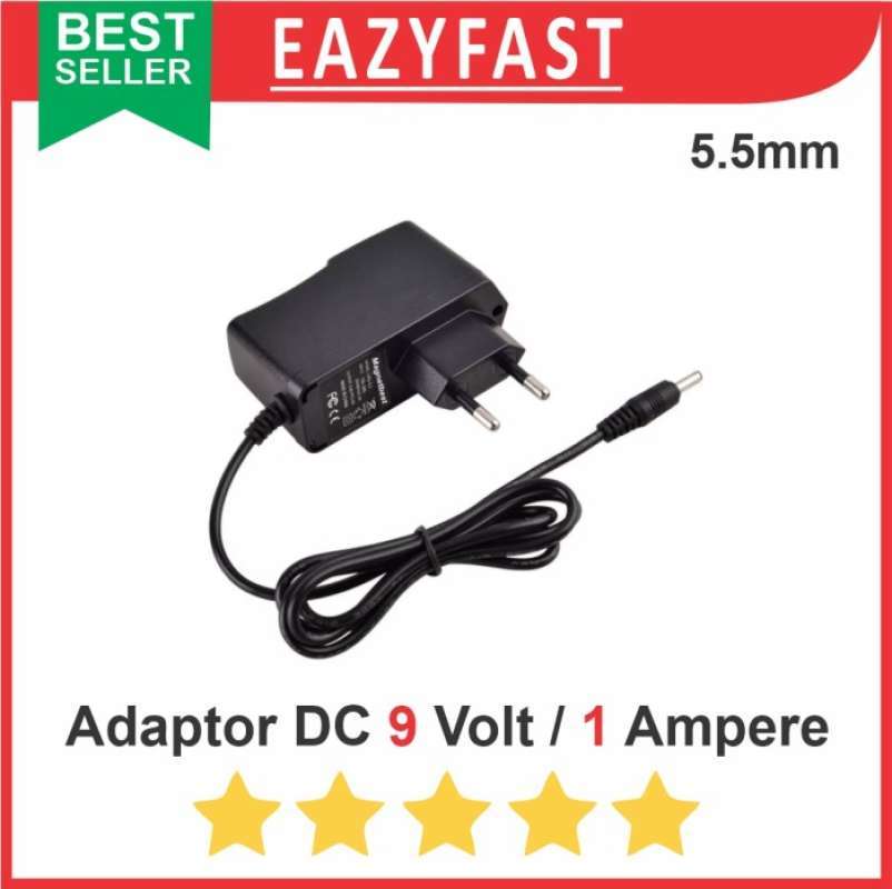 Alimentatore Powerhood 9v Per Elettronica Alimentatore Da Parete DC 9V 1A - Connettore 5.5/2.5mm, Polarit&agrave; Negativa Centrale Alimentatore 9v 1a
