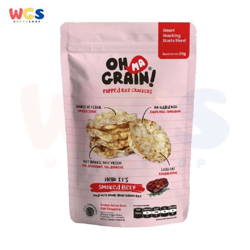 Jual Oh Ma Grain Organic Popped Rice Crackers Smoked Beef Gluten Free
