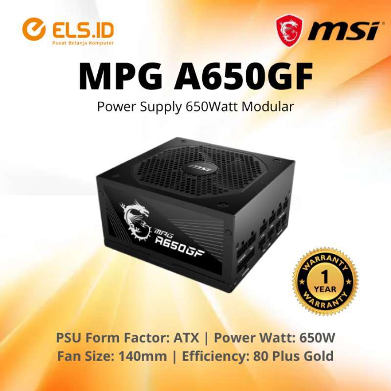 Jual MSI MPG A650GF Power Supply 650Watt 80Plus Gold Modular di