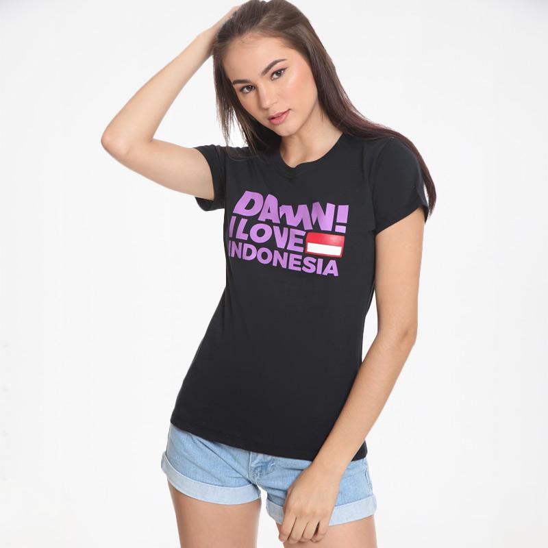 Promo Damn I Love Indonesia Sign HD Purple Female Kaos Wanita - Black