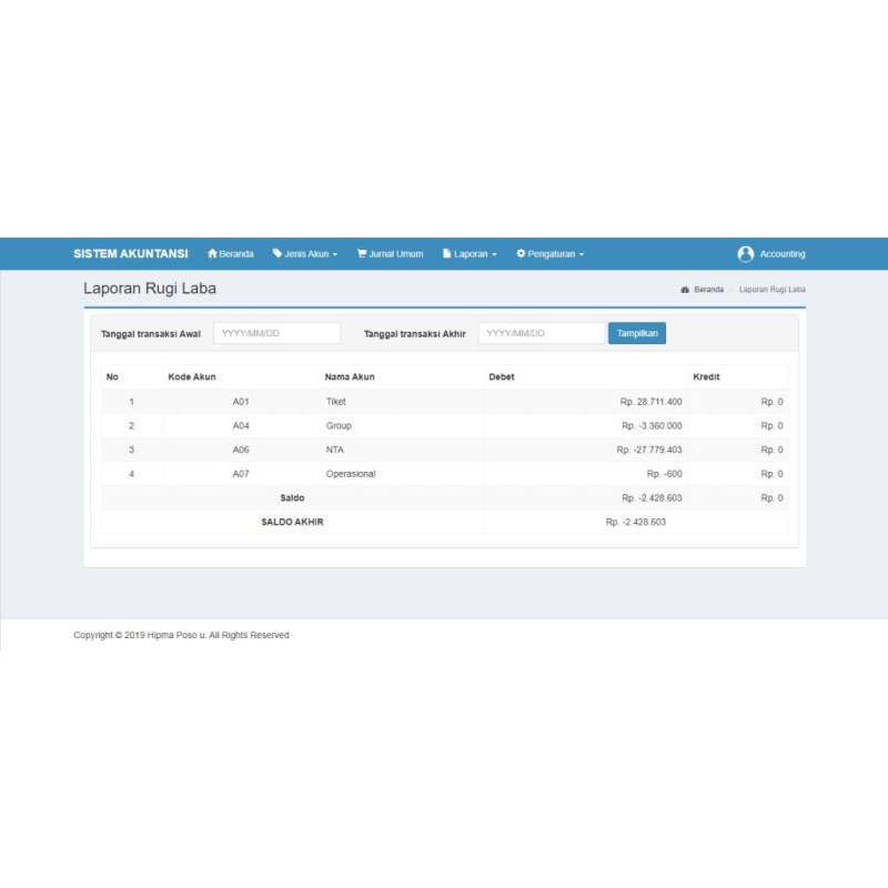 Jual Source Code Aplikasi Akuntansi (e-accounting) Menggunakan Php Dan ...