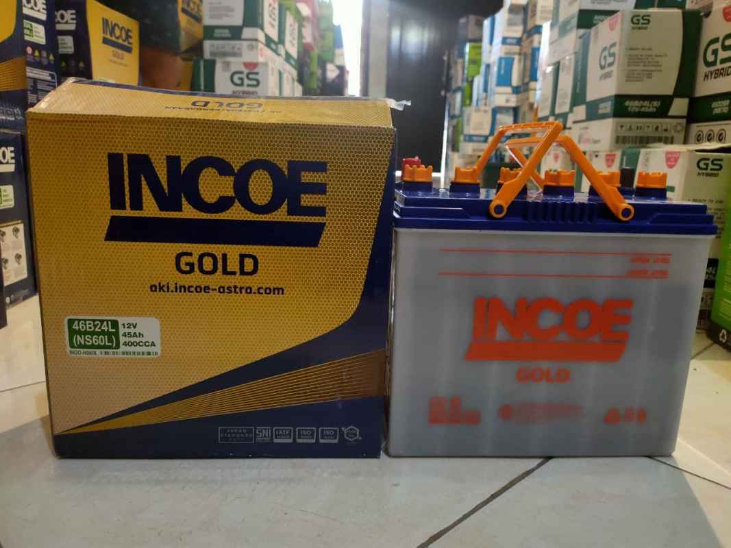 Jual AKI MOBIL FORD LASER 2002 INCOE GOLD BASAH NS60L 12V 45AH di
