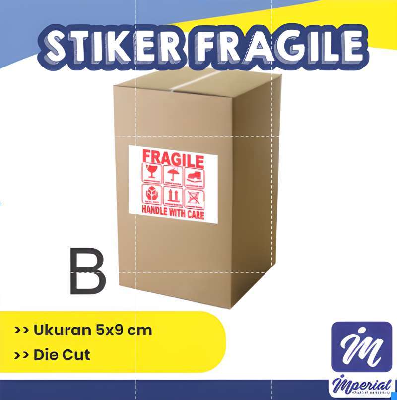 Jual Cetak Sticker Fragile Bahan Chromo Ukuran 5x9cm 1 Paket Isi 25pcs ...