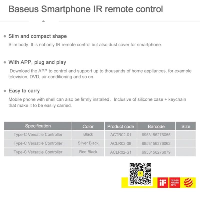Jual Baseus Actr02 Universal Wireless Smart Ir Remote Control [type-c ...