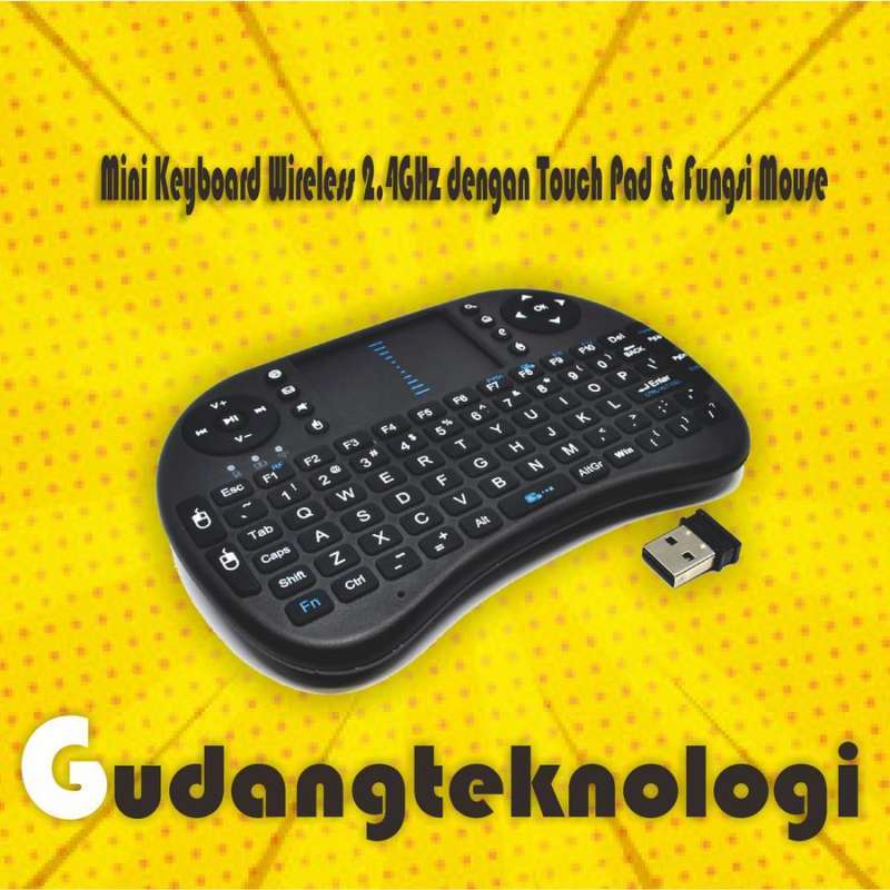 Jual Mini Keyboard Wireless 2.4GHz Fungsi Touchpad dan Mouse BLACK di