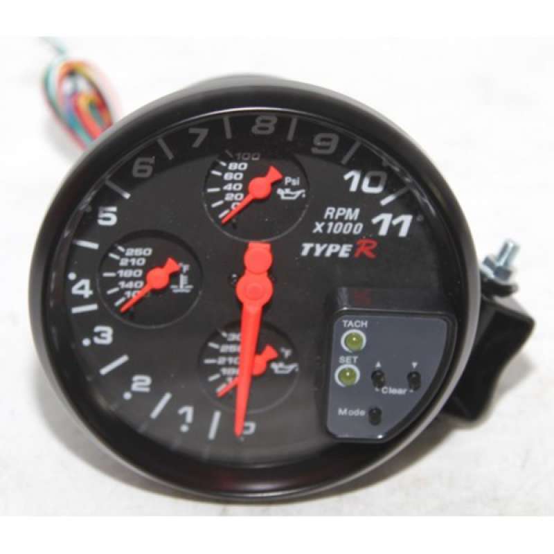 Jual Tachometer RPM Type R 4in1 Indikator Temperatur HITAM di Seller