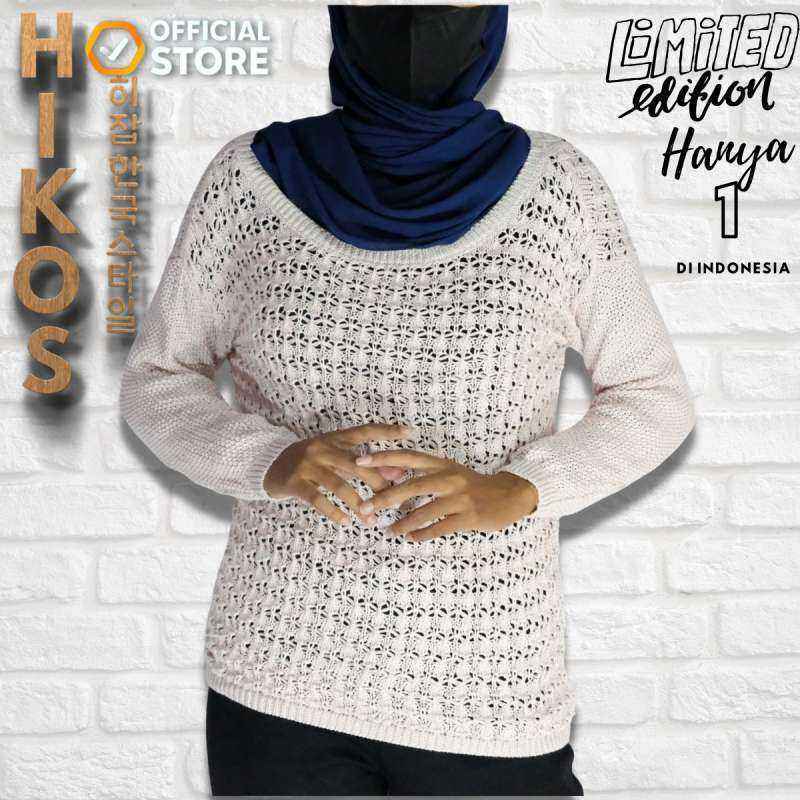 Promo HIKOS íì¡ íêµ­ ì¤íì¼ Hijabers Korean Style Sweater Jaring Jaring    Warna