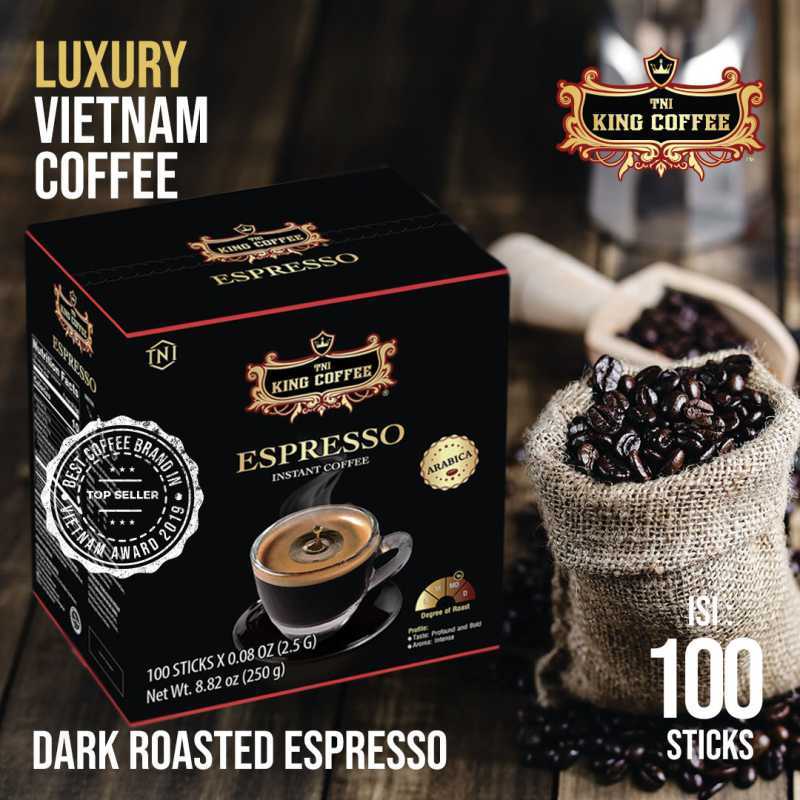 Promo [REAL COFFEE] King Coffee Espresso 100 Stick Kopi Pahit No Sugar