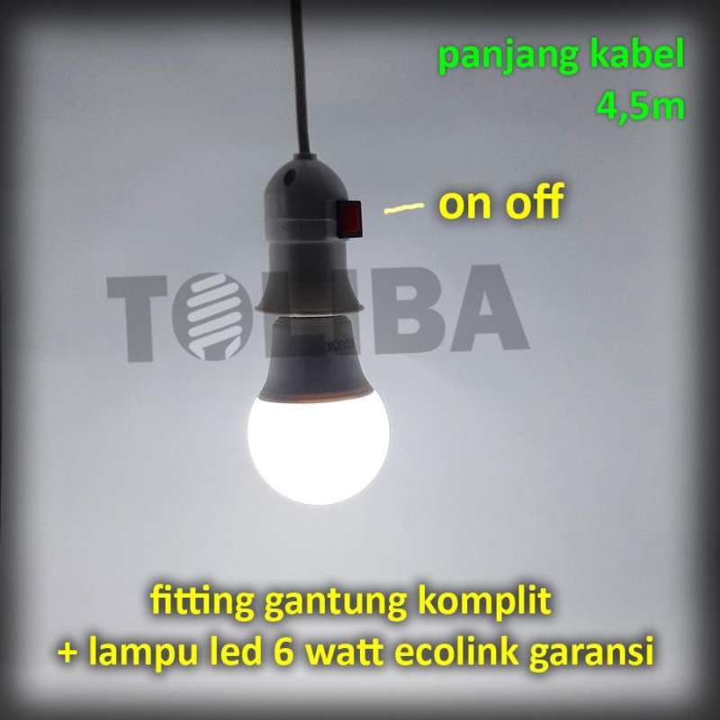 Jual fitting gantung kabel saklar on off + lampu led colokan paket ...
