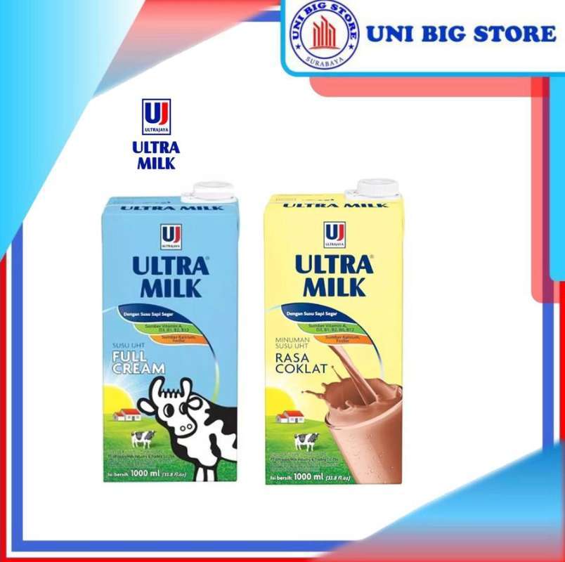 Jual Susu UHT Ultra Milk Full Cream Coklat High Calcium 1 Liter di