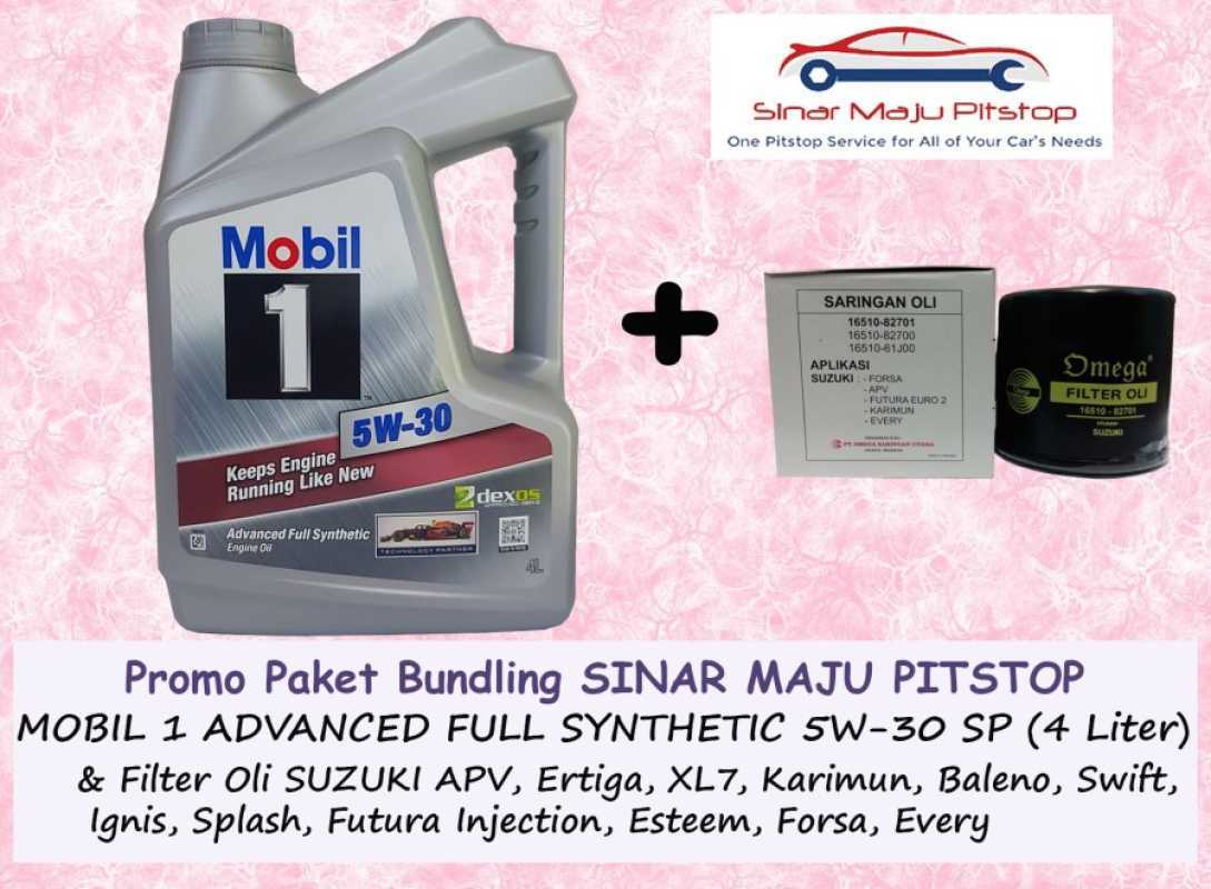 Promo Paket Bundling Oli 4 Liter MOBIL 1 ADVANCED 5W-30 API SP FULL