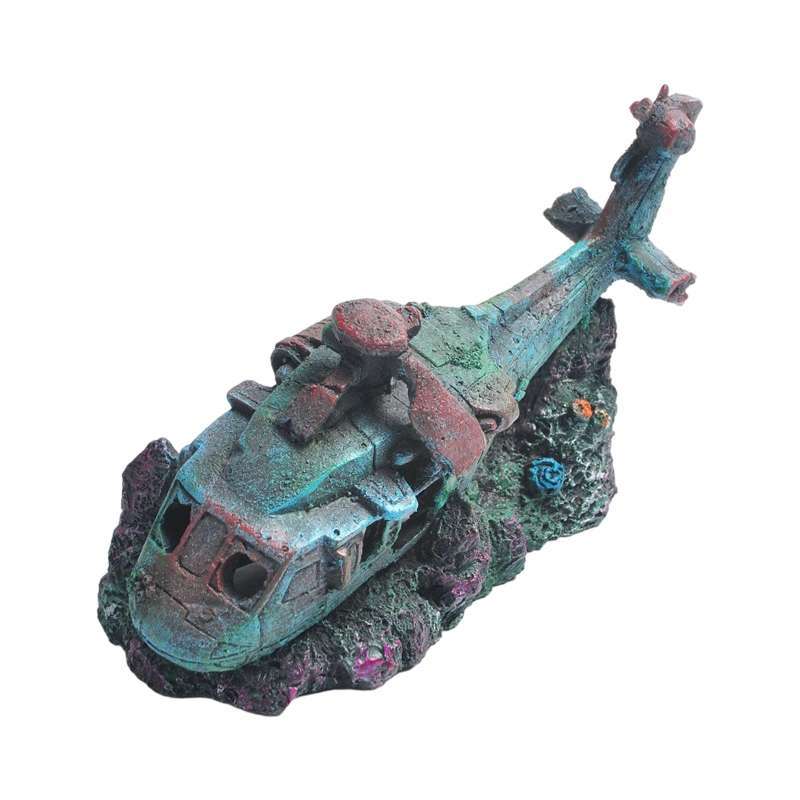 Jual Plane Wreck Aquarium Ornament Fish Tank Landscaping Helicopter Hideout Cave di Seller