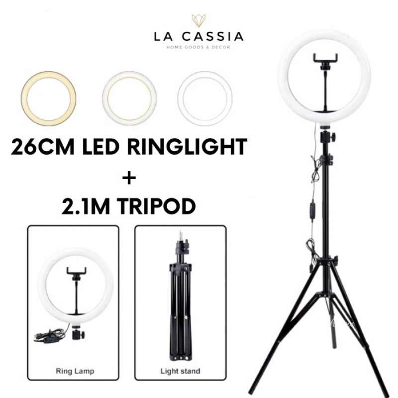 Jual Ringlight Tripod 26cm + 2.1m Led Light Complete Set Vlogging