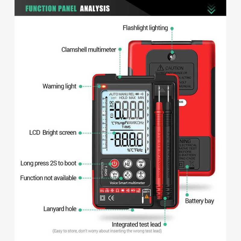 Jual Multimeter Digital Tester Speech Recognition True RMS di Seller