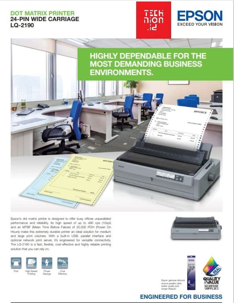 Promo Epson LQ2190 Printer Dot Matrix ukuran kertas A3, Folio, A4