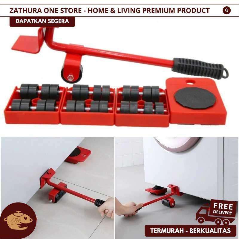 Jual [ZO] Alat Angkut Furniture Lifter Carrier Wheel Bar Mover Merah di