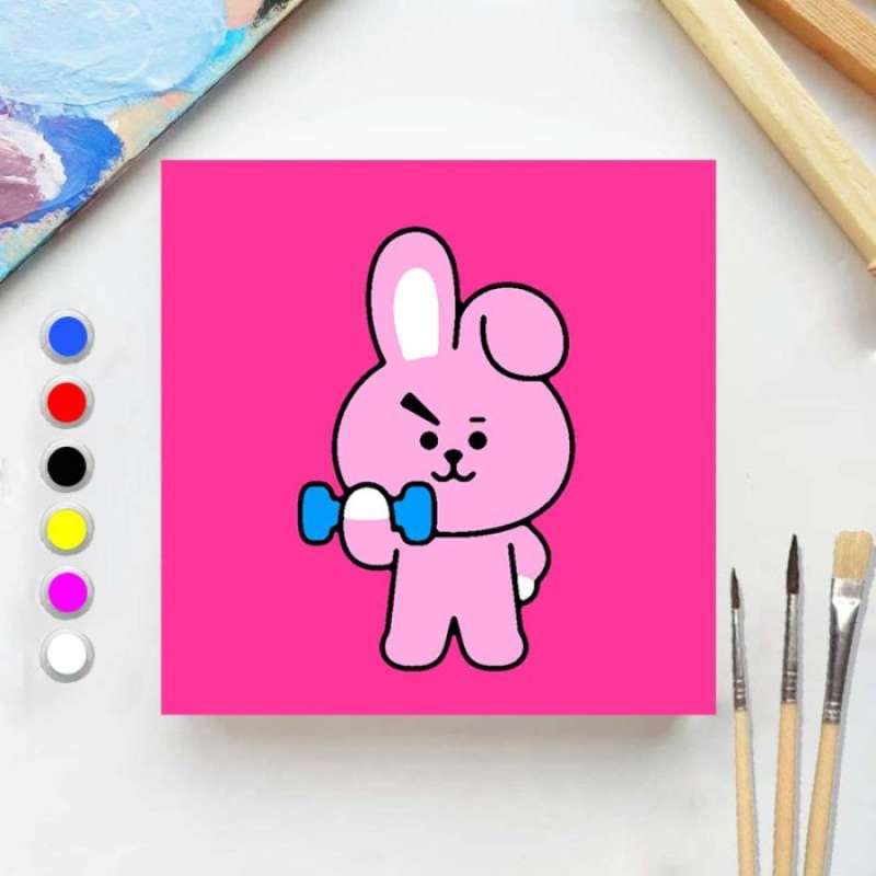 Promo Paint by number BTS BT21 20x20 Wooden Painting kit/Set Melukis