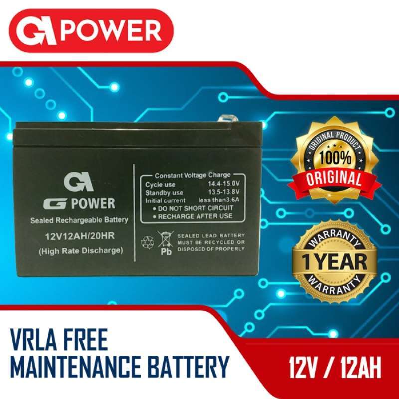 Promo Aki Ups Gpower 12V 12Ah Battery Ups Baterai Ups Batere Ups Aki