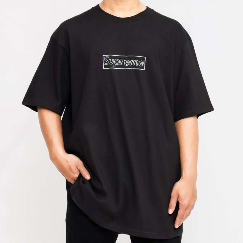 Supreme Kaws Chalk Logo Tee Black Supreme Kaws Chalk Box Logo T-Shirt