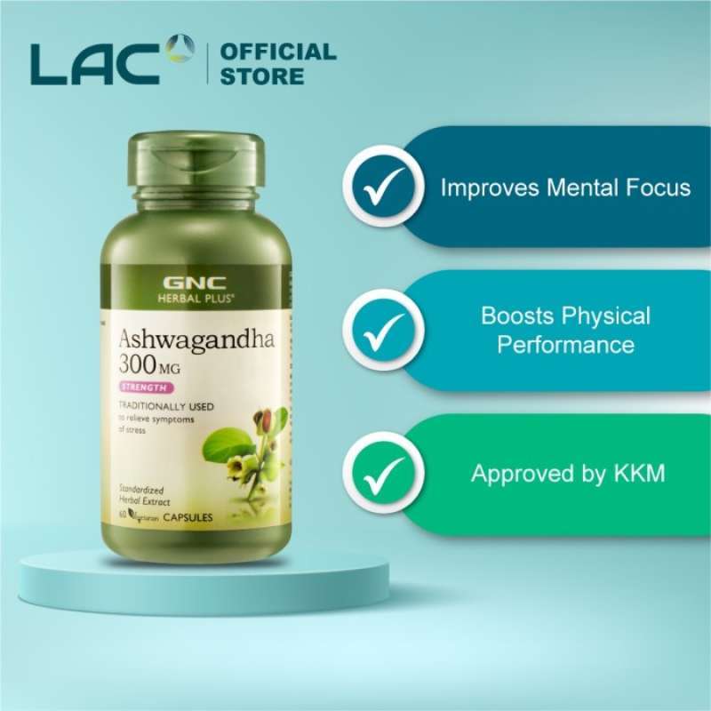 Promo GNC HERBAL PLUS® Ashwagandha 300mg (60 vegetable capsules) Diskon