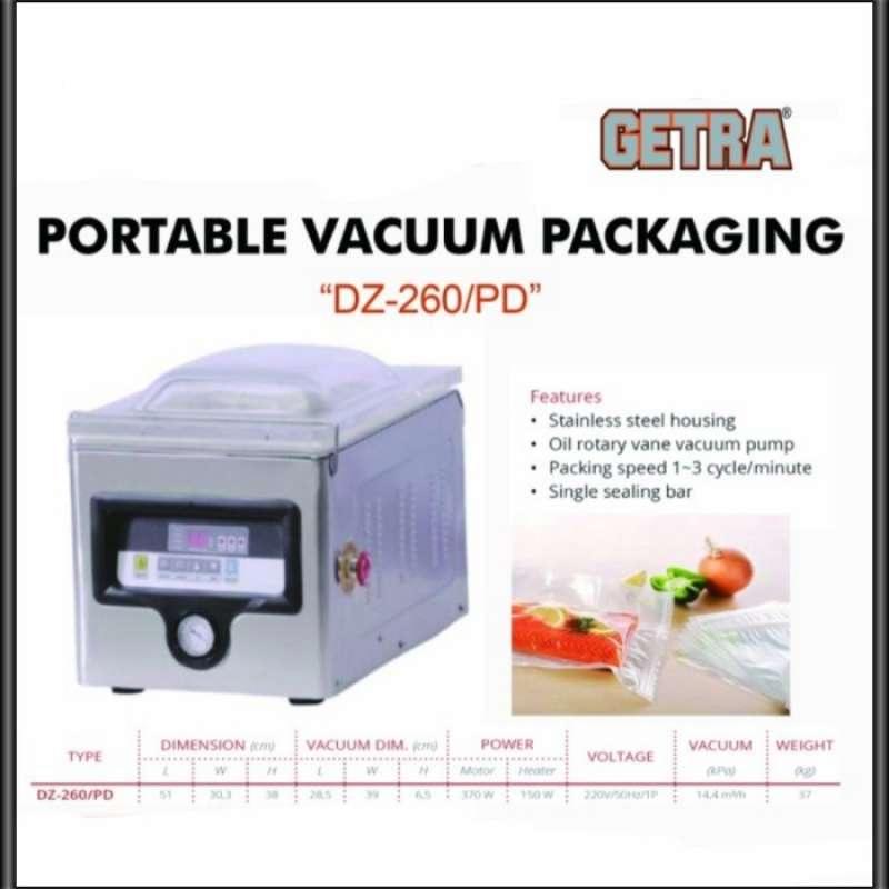Jual Portable Vacuum Getra Dz260/Pd Packaging Vacuum Sealer Dz 260 di