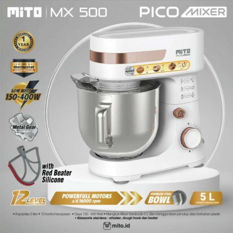 Jual Mixer Mito Mx 500/ Mixer Mito Kapasitas 5 Liter/mixer Mito Mx500 Putih Di Seller King