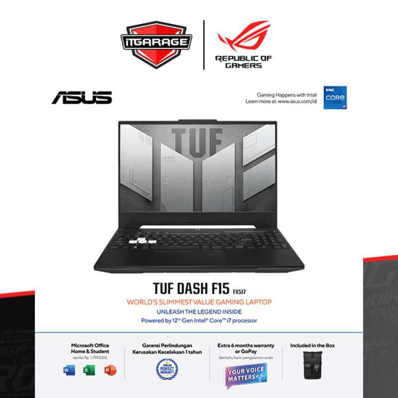 Jual Asus Tuf Dash F15 FX517ZE-I7R5B7T-O|i7-12650H/16G/1TB/RTX3050Ti-4G ...