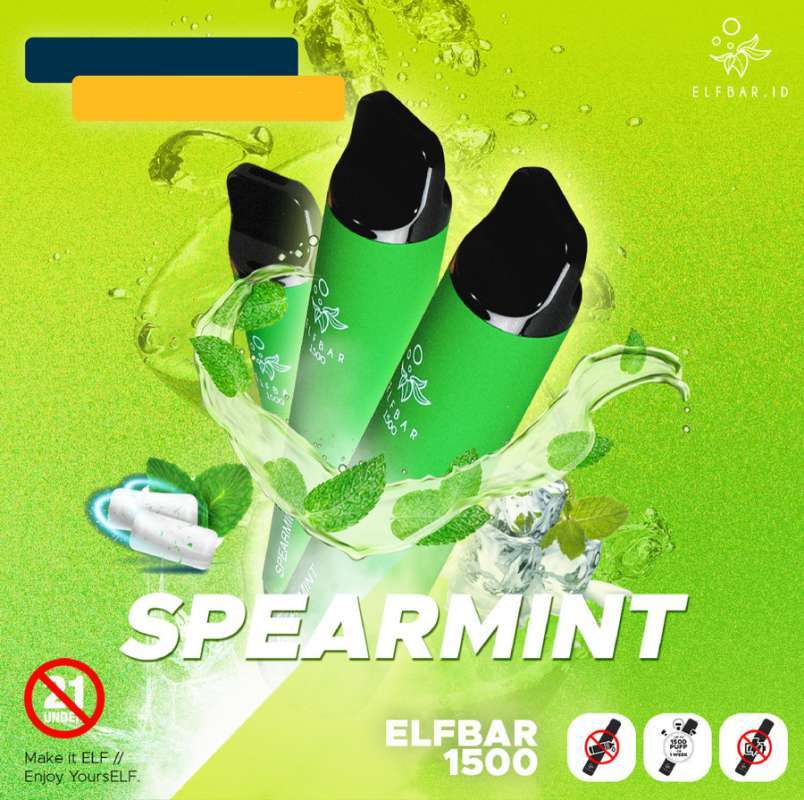 Jual Elf Bar 1500 Spearmint Disposable Pod by Elfbar 100 Authentic