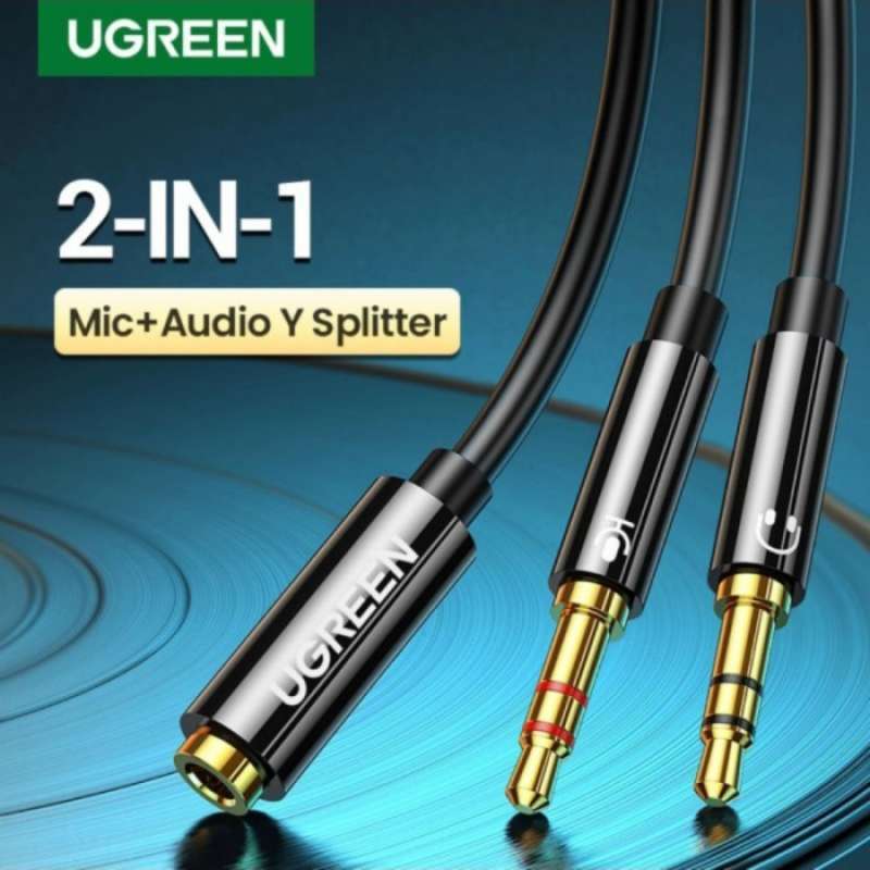 Promo Ugreen Splitter Jack Mic + Audio Ugreen Kabel Jack Y Aux Mic