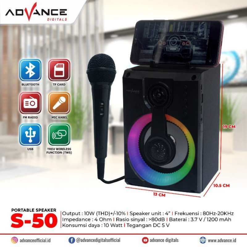 Jual Speaker Advance Bluetooth Music Box & Karaoke S50 4inch / S50 di Seller Egel Market