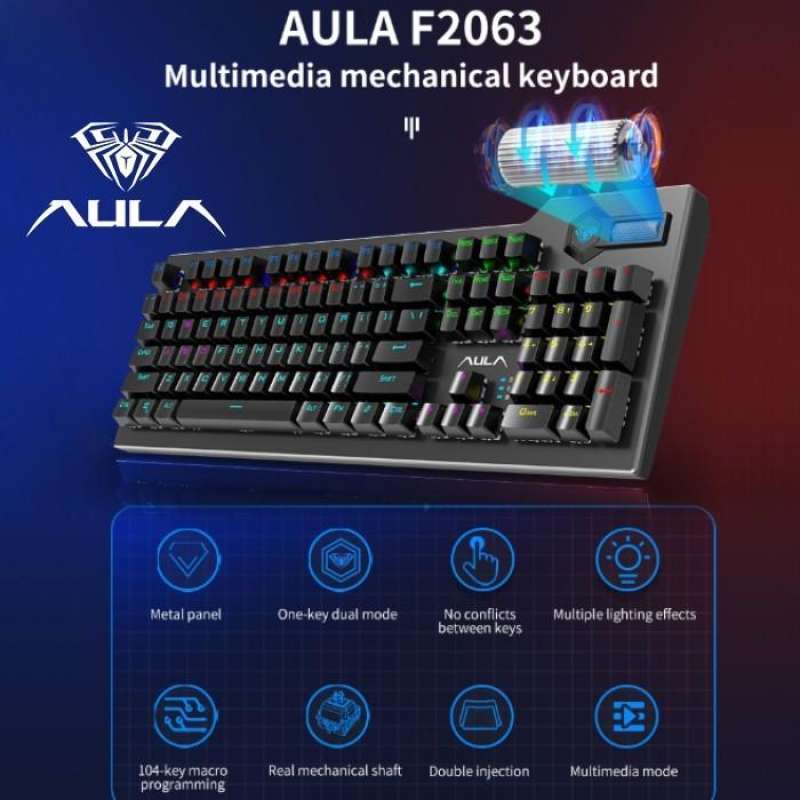 Jual aula f2063 rgb keyboard gaming macro software di seller