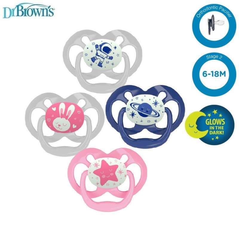 Jual Dr. Brown's Advantage Pacifier Stage 2 Glow In the Dark Empeng