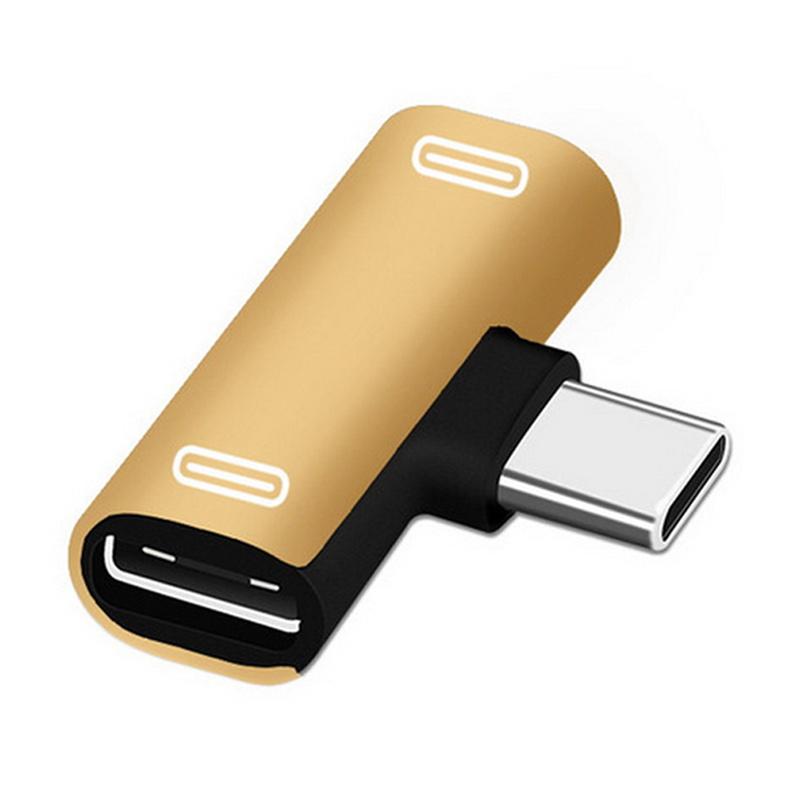 Jual IIT 2in1 USB Type C Headphone Splitter Audio Jack Adapter GOLD
