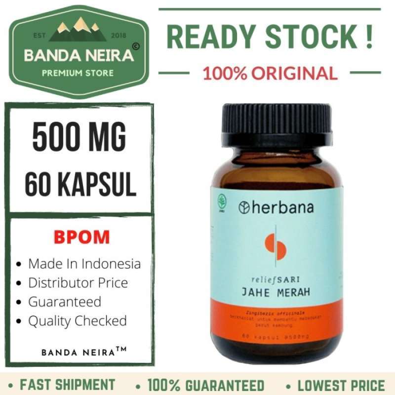 Promo Herbana Jahe Merah 60 Kapsul 500 Mg Diskon 23 di Seller Alkesmu