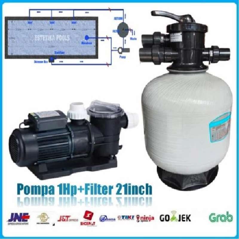 Jual Paket pompa kolam Renag 1hp + tabung fillter 21'' Pompa kolam