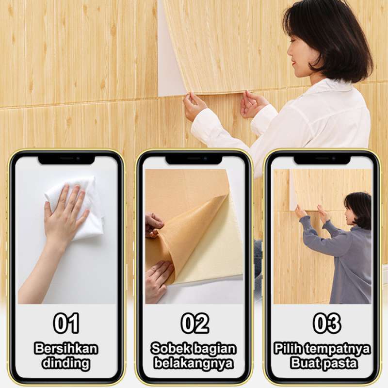 Promo Wallpaper Dinding Foam Motif Kayu 3d Serat Kayu Stiker Diskon 50 Di Seller Fel21