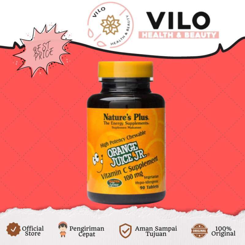 Jual NATURE`S PLUS CHEWABLE ORANGE JUICE JR VITAMIN C 100 MG 90 TABLETS
