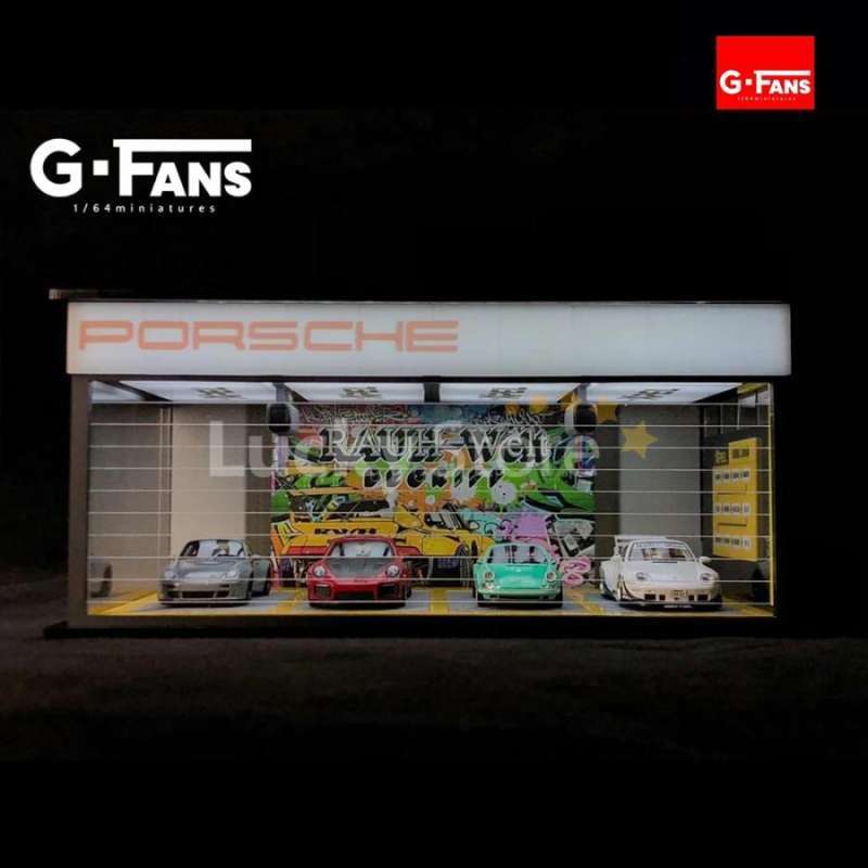 Jual GFans Models 1/64 Premium Diorama Diecast Porsche Garage with LED