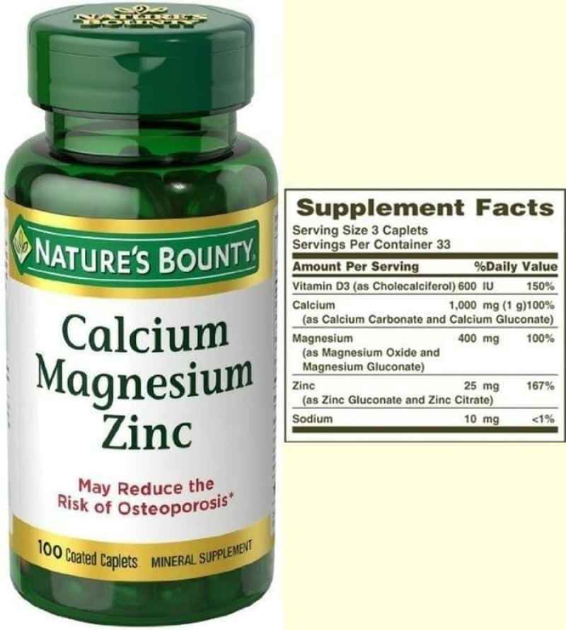 Promo Nature's Bounty, Calcium Magnesium Zinc with Vitamin D3, isi 100