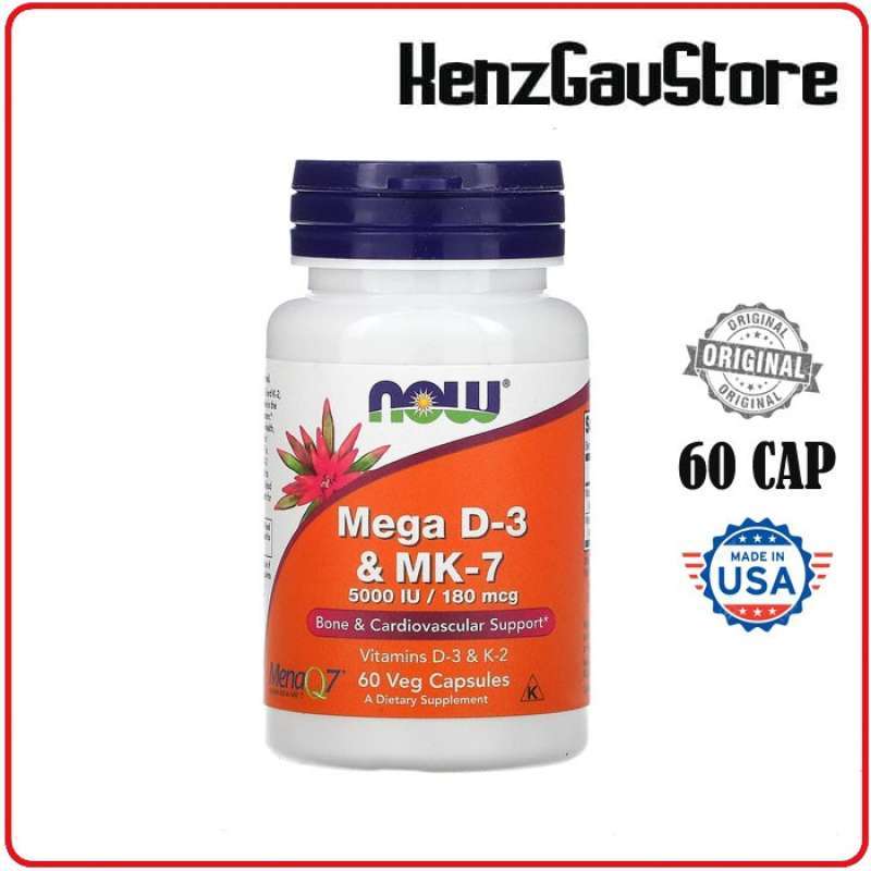 Promo Vitamin Mega MK7 180 mcg D3 5000 IU Now Foods 60 Veg Capsules