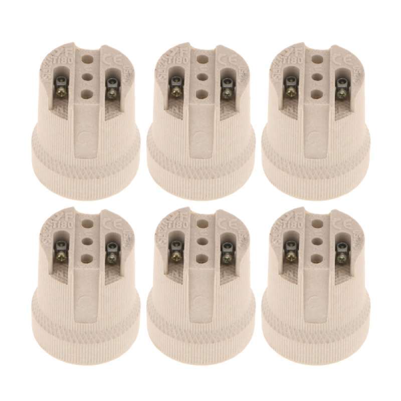 Promo 6x E27 Lamp Head Ceramic Lamp Holder Electric Light Bulb Socket