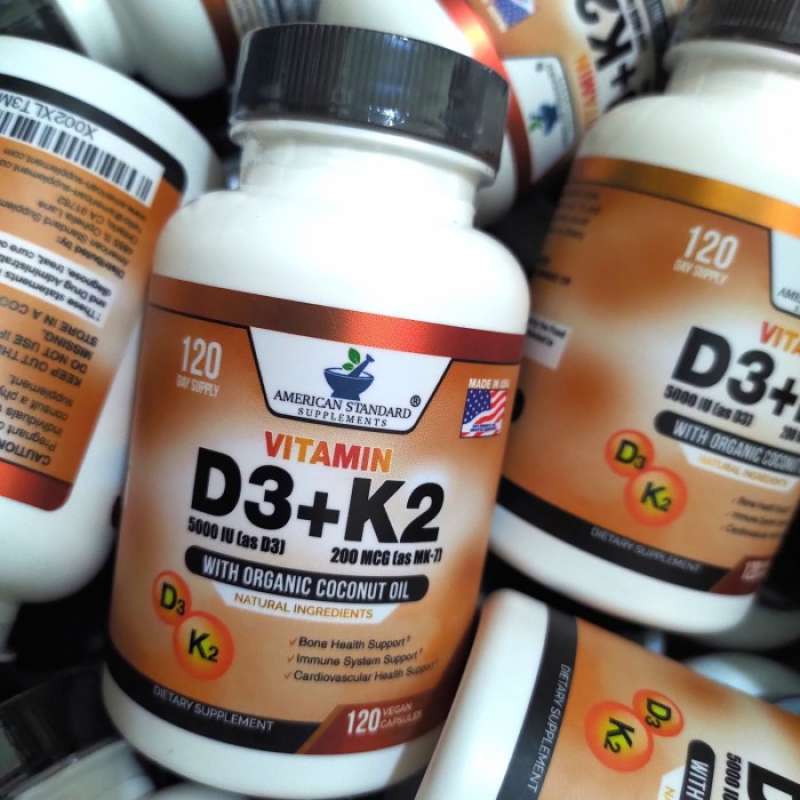 Promo VITAMIN D3 K2 MK7 5000 IU 200 MCG 120 VEGAN CAPSULES Diskon 33